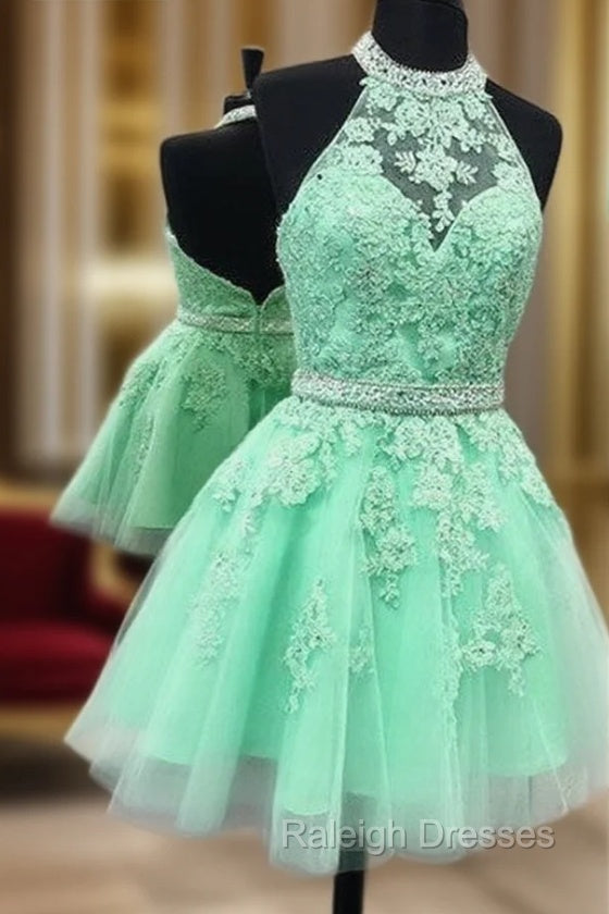 Green Lace Short Prom Dress, Green Homecoming Dress Main image