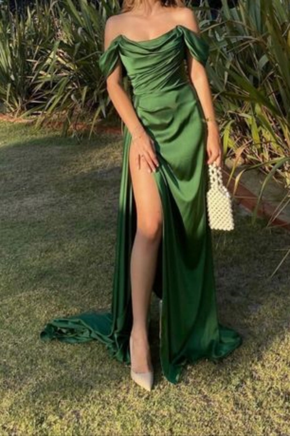 Green Fashion Satin Long Prom Dress Evening Dress Graduation Dress