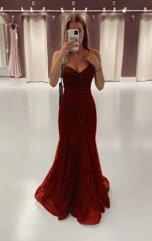 Green Long Mermaid Prom Dress Prom Gown