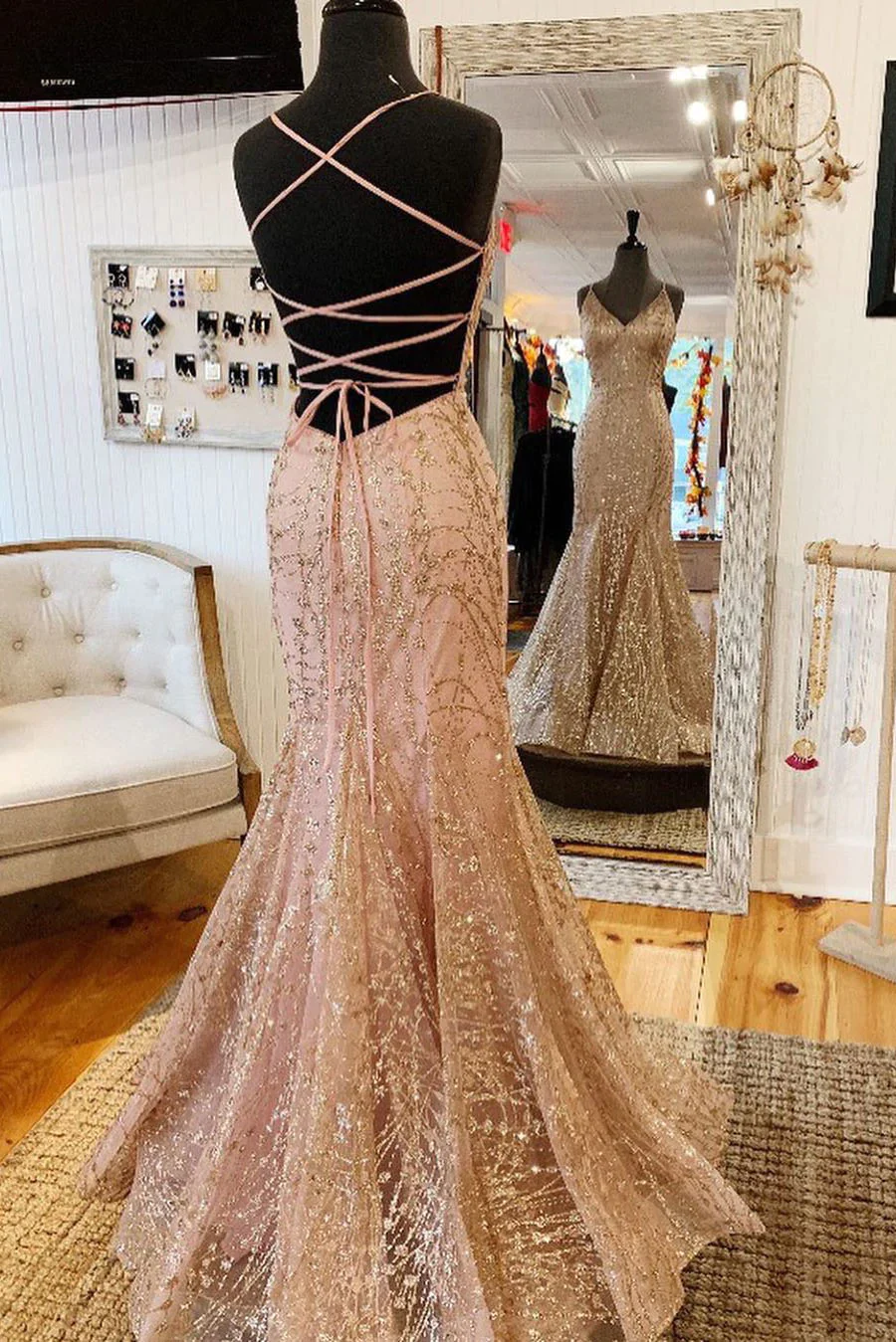 Green Long Mermaid Prom Dress Prom Gown