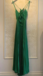 Green Long Pleated Prom Dresses