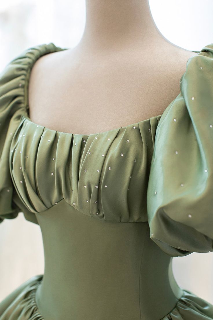 Green Sweet Elegant A-Line Long Satin Short Sleeves Prom Dress Evening Dress Birthday Dress Graduation Dress Secondary image