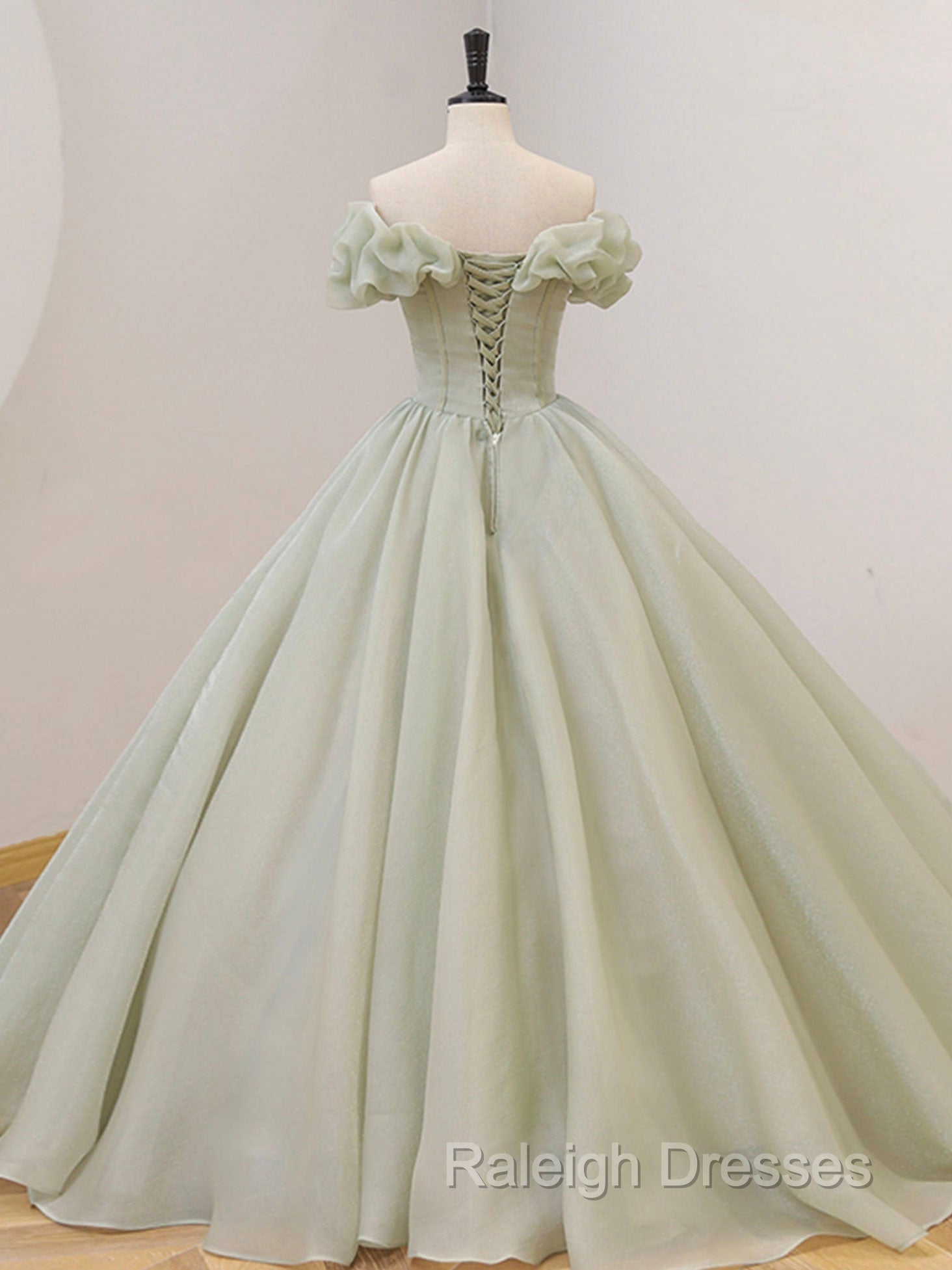 Green Long Prom Dresses Green Tulle Prom Sweet 16 Dresses with Beading