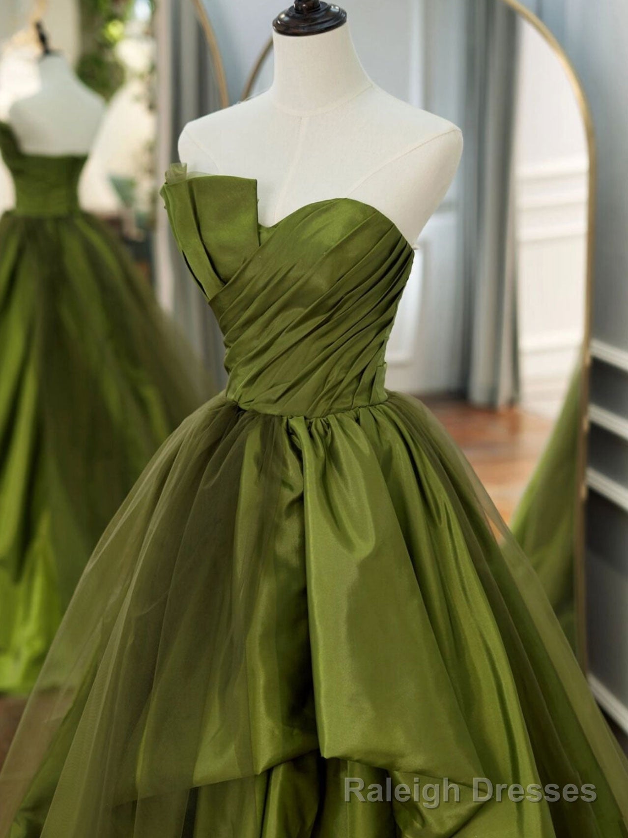 Green Long Prom Dresses, Green Satin Formal Long Prom Dress