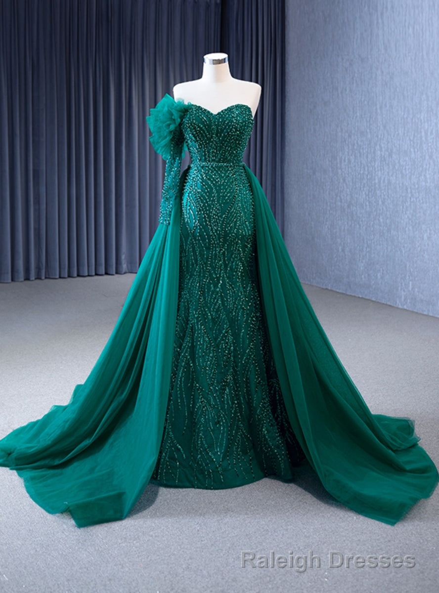 Green Mermaid Sweetheart Long Sleeve Prom Dress Main image