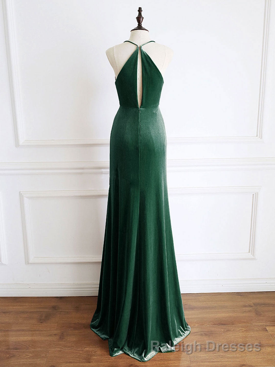Green Mermaid Velvet Long Prom Dress, Green Formal Prom Dresses