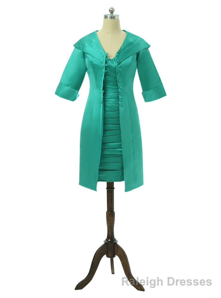 Green Mother Of The Bride Dresses Sheath Knee Length With Jacket
