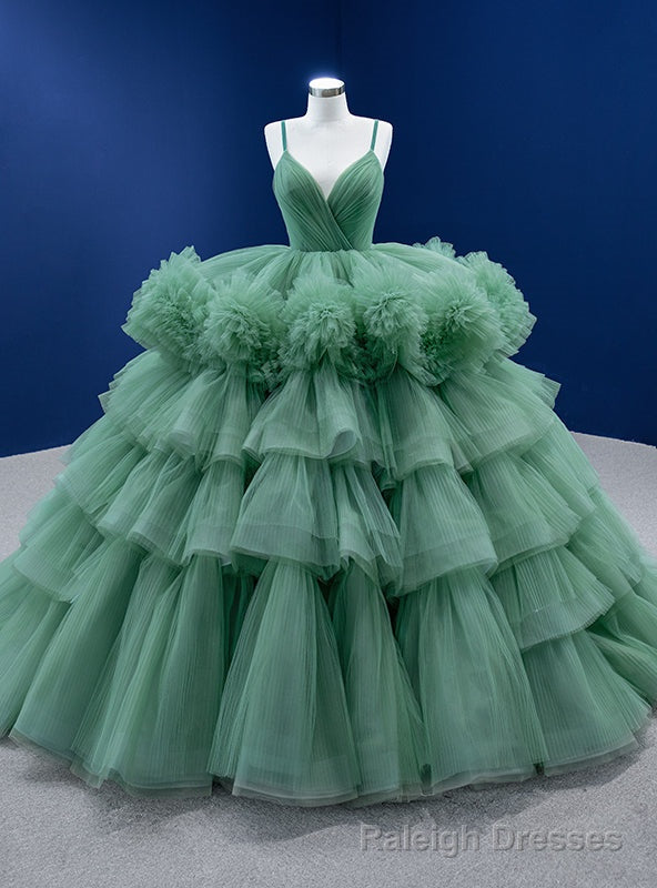 Green Princess Tiers Apghetti Straps Prom Dress Main image