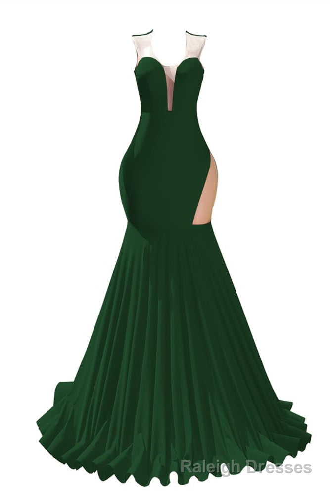 Green Prom Dresses Sexy Mermaid Women Evening Dress Sleeveless Open Back Main image