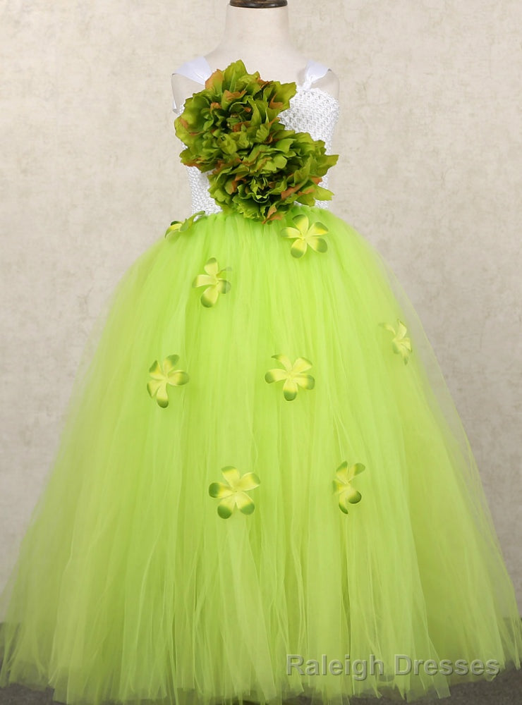 Green Red Orange Flower Fairy Girl Party Girl Pageant Ball Gown Dress Princess