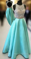 Green Round Neck Sequin Backless Long Prom Dress, Evening Dress