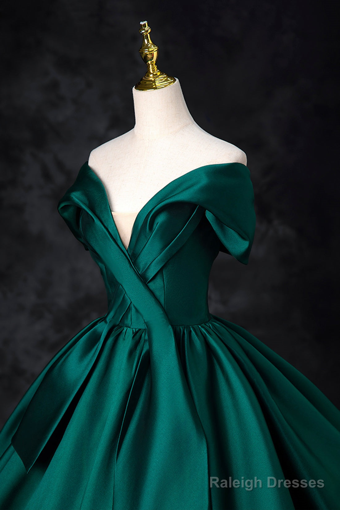 Green Satin Floor Length A-Line Formal Dress, Beautiful V-Neck Evening Party Dress Secondary image
