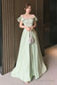 Green Satin Floor Length Prom Dress, Simple A-Line Evening Party Dress