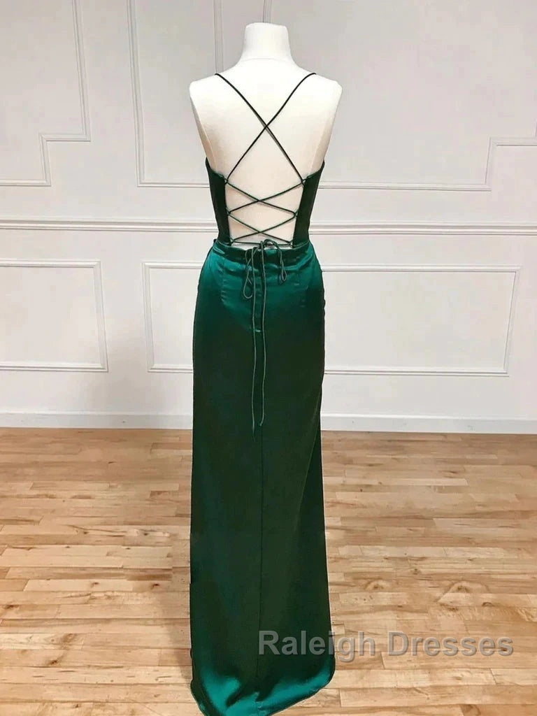 Green Satin Long Mermaid Slit Prom Dress Secondary image
