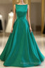 Green Satin Long Prom Dress, Green Evening Dress