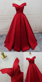 Green Satin Off Shoulder Lace-Up Prom Gowns Senior Prom Dress