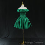 Green Satin Short Homecoming Dress Prom Dress, Green Prom Dress Formal Dresses