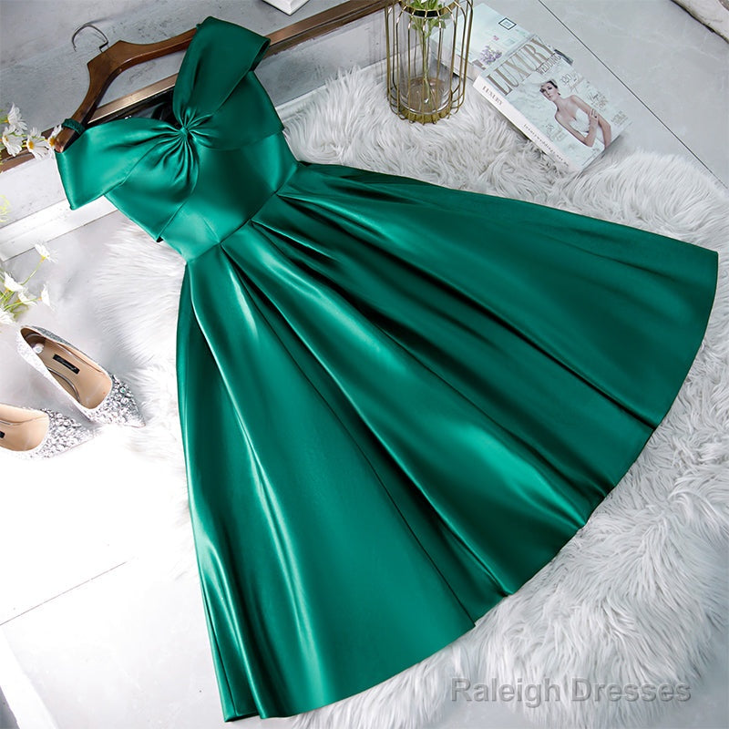Green Satin Short Sweeetheart Off Shoulder Homecoming Dress, Green Short Party Dress Formal Dresses Secondary image