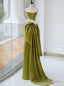 Green Satin Strapless Appliques Prom Dress