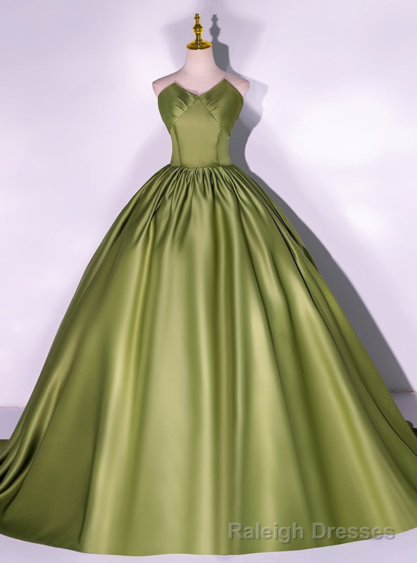 Green Satin Strapless Quinceanera Dress Main image