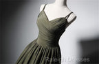 Green Satin Straps Long Wedding Party Dress, Green Long Prom Dress Evening Dress