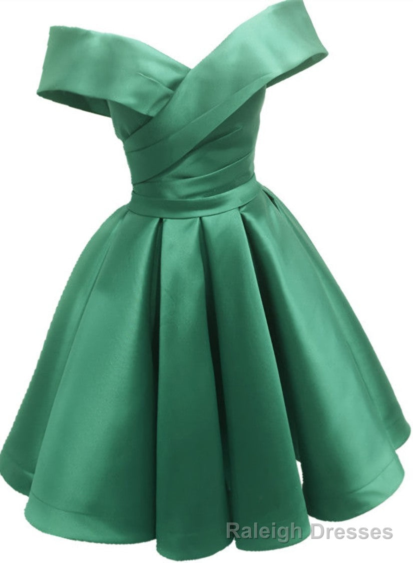 Green Satin Sweetheart Off Shoulder Satin Prom Dress, Green Homecoming Dress Prom Dress Secondary image