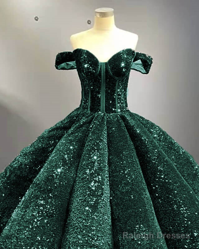 Green Sequin Off The Shoulder Ball Gown Secondary image