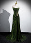Green Sequins Long Mermaid Prom Dresses Green Lace-Up Prom Dresses With Slit