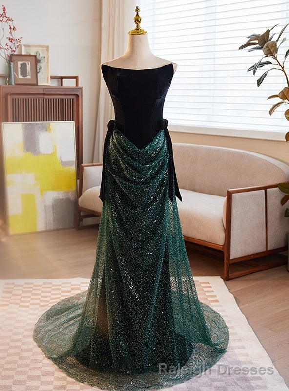 Green Sequins Mermaid Strapless Prom Dress Main image