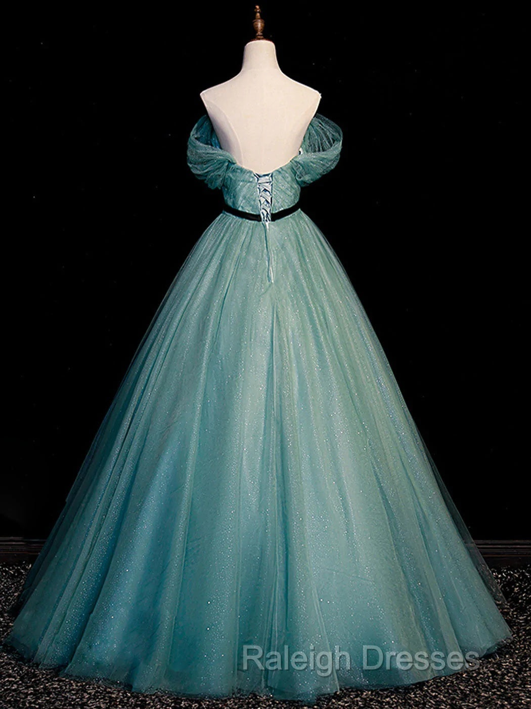 Green Simple Sweetheart Off Shoulder Long Party Dress, Green Tulle Evening Dress