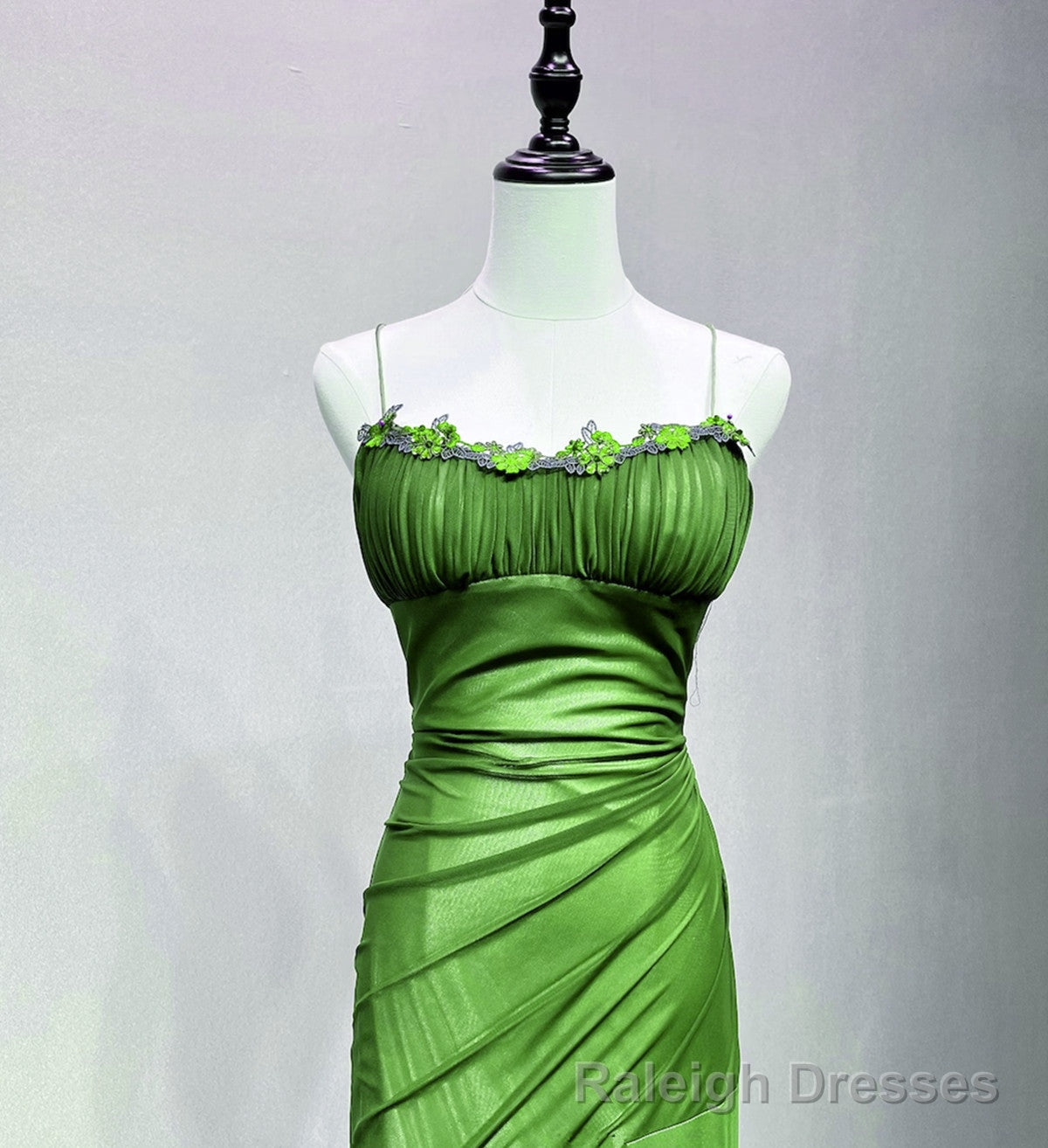 Green Spandex Straps Formal Dress, Green Evening Dress Prom Dress Secondary image