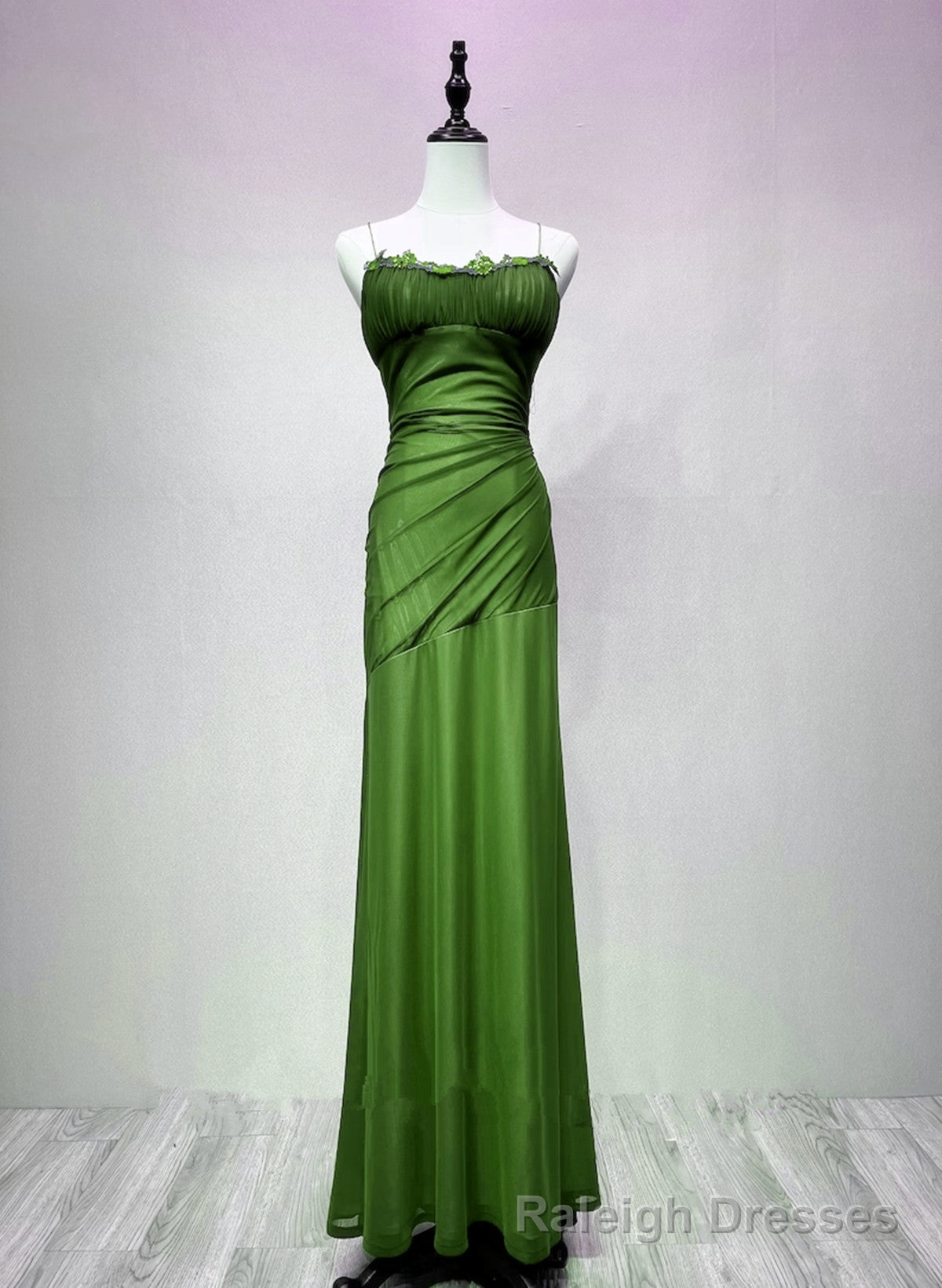 Green Spandex Straps Formal Dress, Green Evening Dress Prom Dress Main image