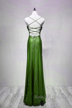 Green Straps Lace-Up Prom Dresseses Green Spandex Prom Dresses