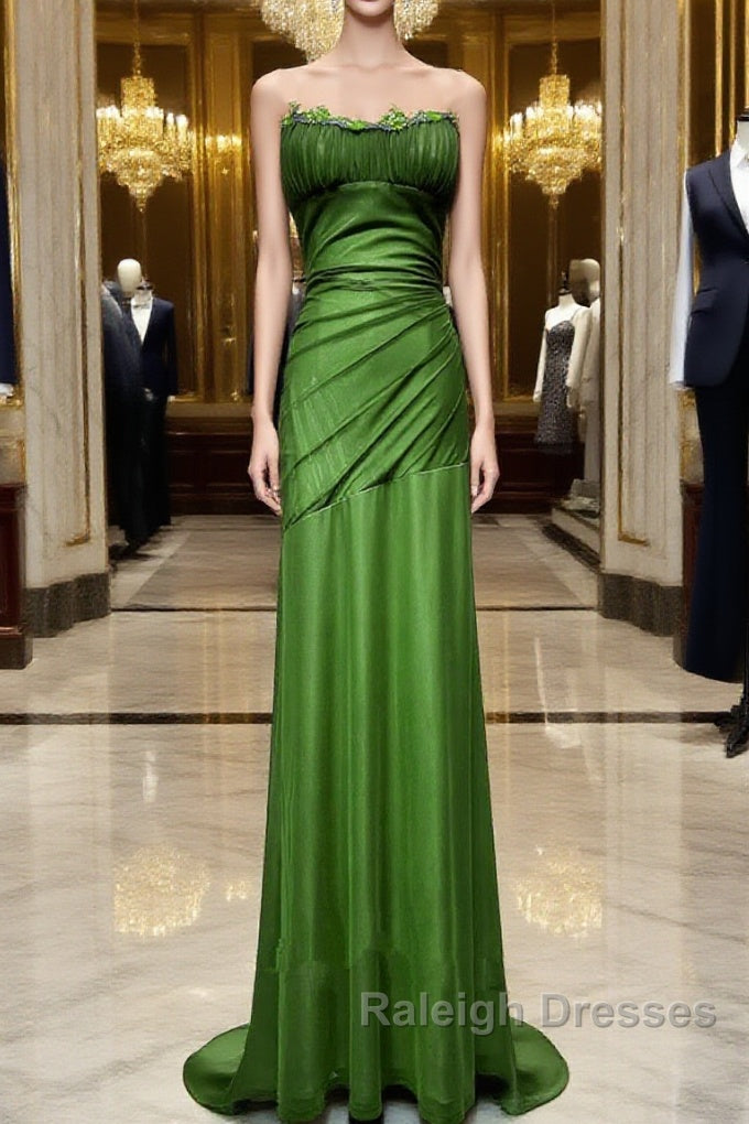 Green Straps Lace-Up Prom Dresseses Green Spandex Prom Dresses