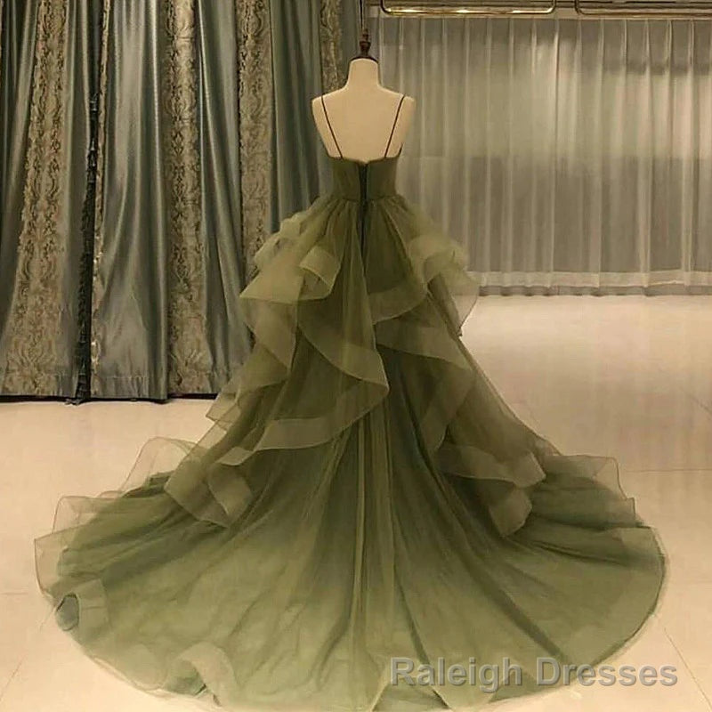 Green Straps Sweetheart Tulle Long Prom Dress, Green Layers Tulle Prom Dress Secondary image