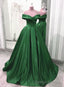 Green Sweetheart A Line Satin Floor Length Prom Dress, Green Prom Dress