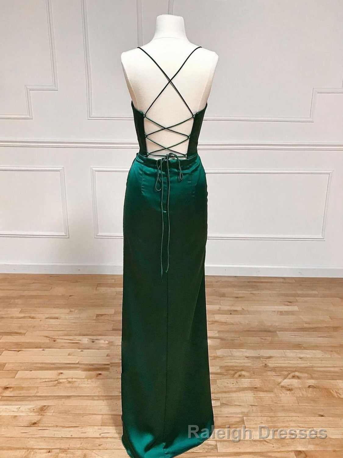Green Sweetheart Neck Satin Long Prom Dress, Green Prom Dresses