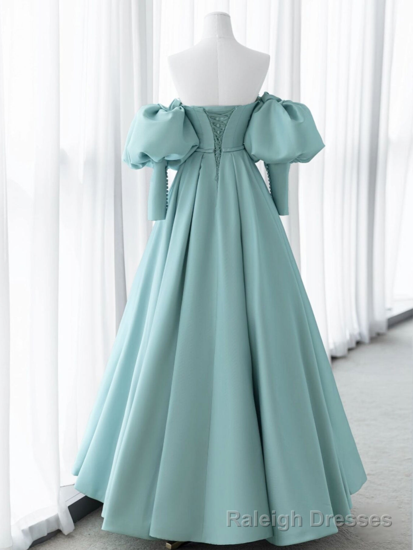 Green Sweetheart Neck Satin Long Prom Dress, Green Formal Prom Dresses