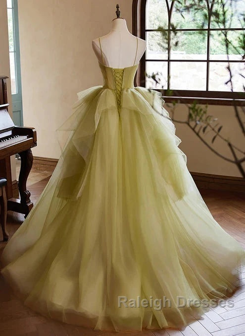 Green Sweetheart Straps Tulle Long Party Dress Prom Dress A Line December Wedding Guest Dress Secondary image