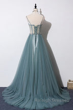 Green sweetheart tulle lace Prom Dresses Long green Prom Dresses