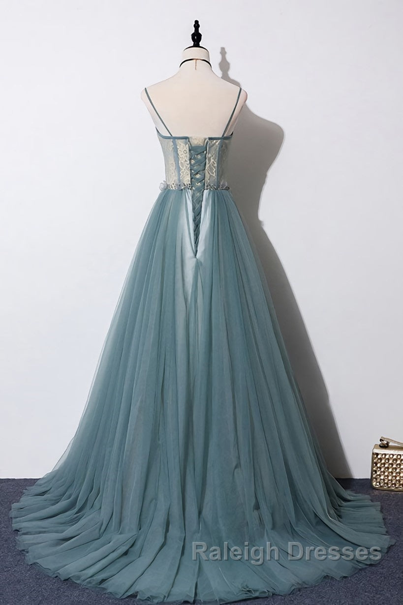 Green sweetheart tulle lace Prom Dresses Long green Prom Dresses