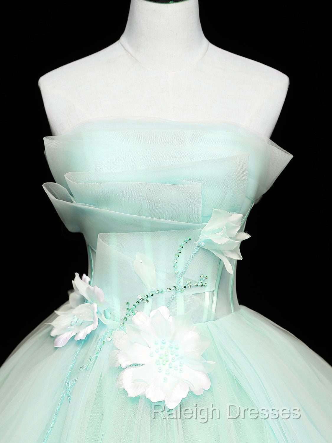 Green Tulle Lace Applique Long Prom Dress Green Sweet 16 Dress
