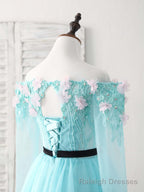 Green Tulle Lace Applique Short Prom Dress, Green Homecoming Dress