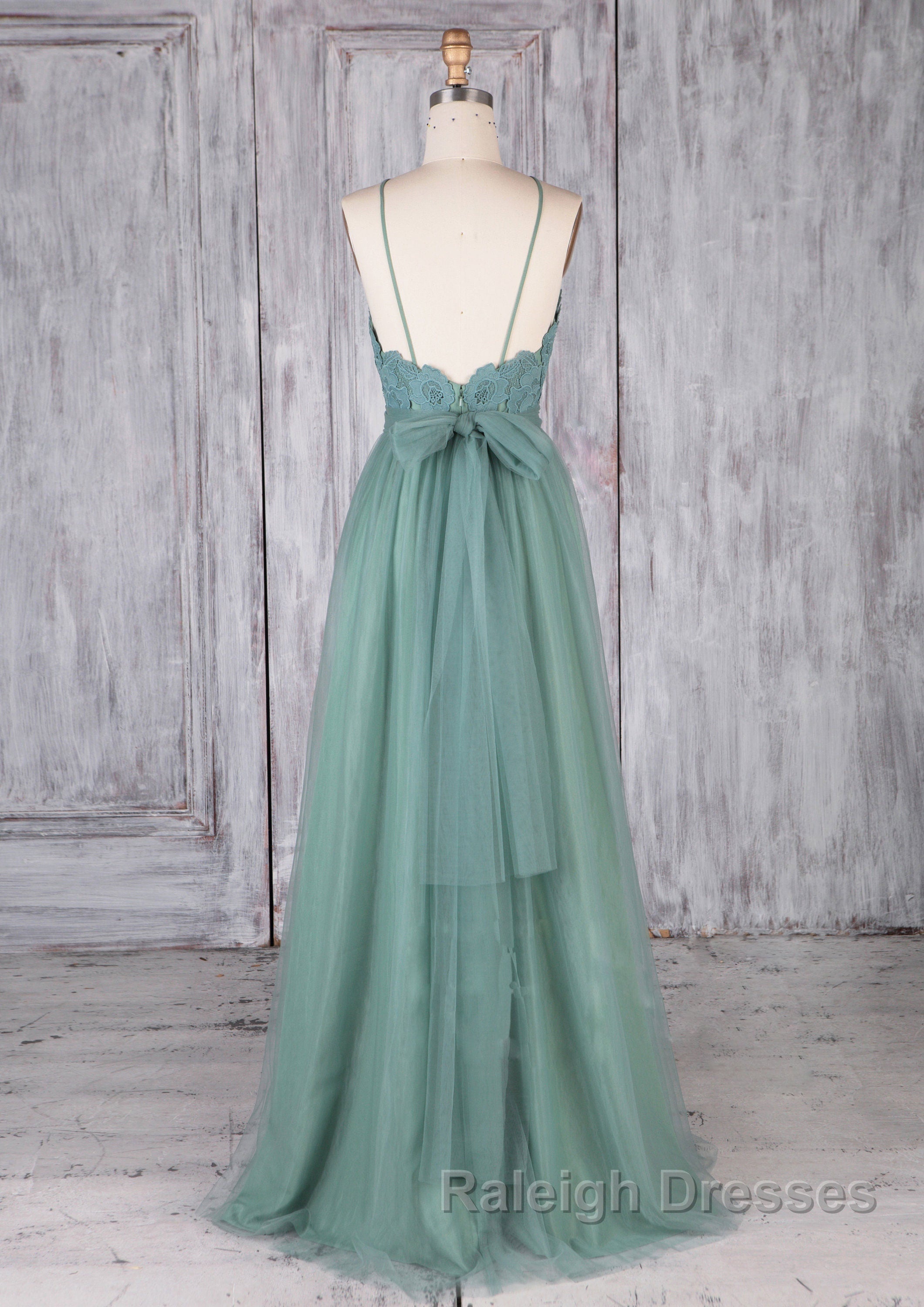 Green tulle lace Prom Dresses Long green lace Prom Dresses