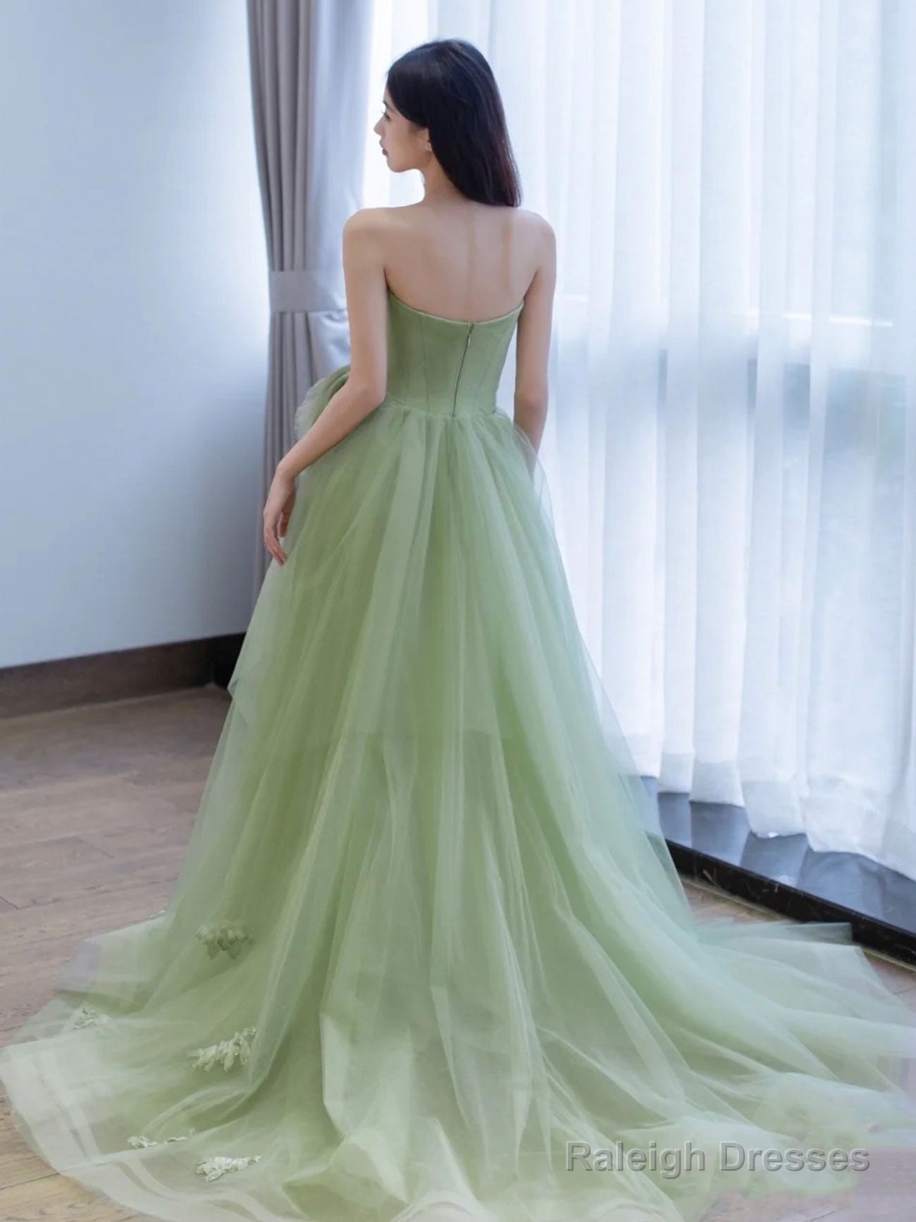 Green Tulle Lace Prom Dresses Long Green Tulle Prom Dresses Secondary image