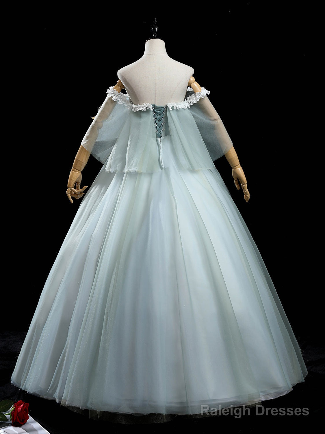 Green Tulle Lace Long Prom Dresses Lace Prom Dresses