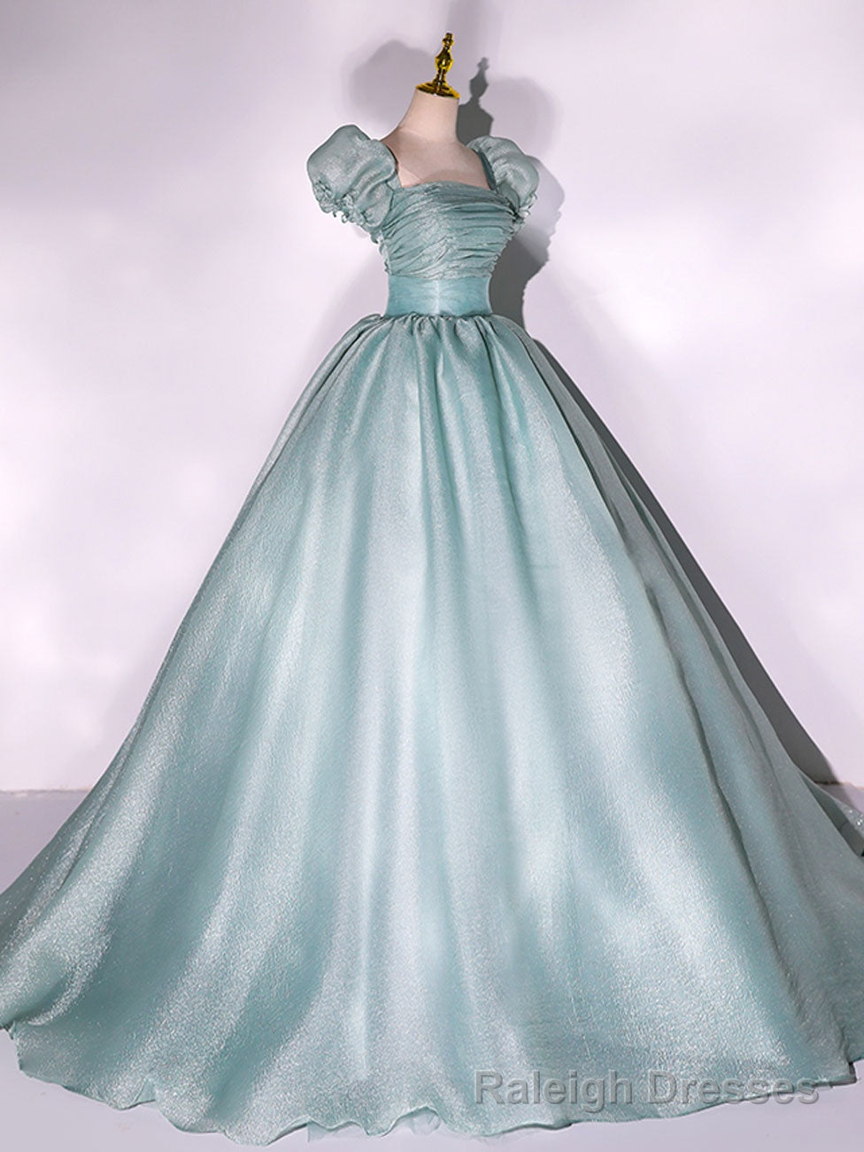 Green Tulle Long Prom Dress, A Line Tulle Formal Prom Dresses