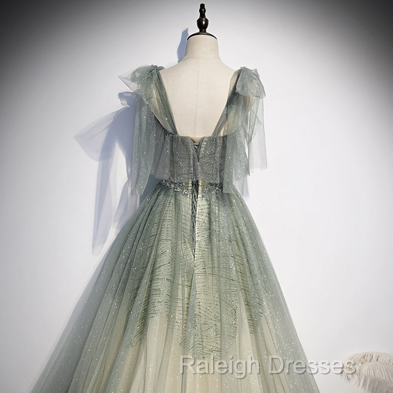 Green Tulle Long Prom Dress Evening Dress Evening Dress