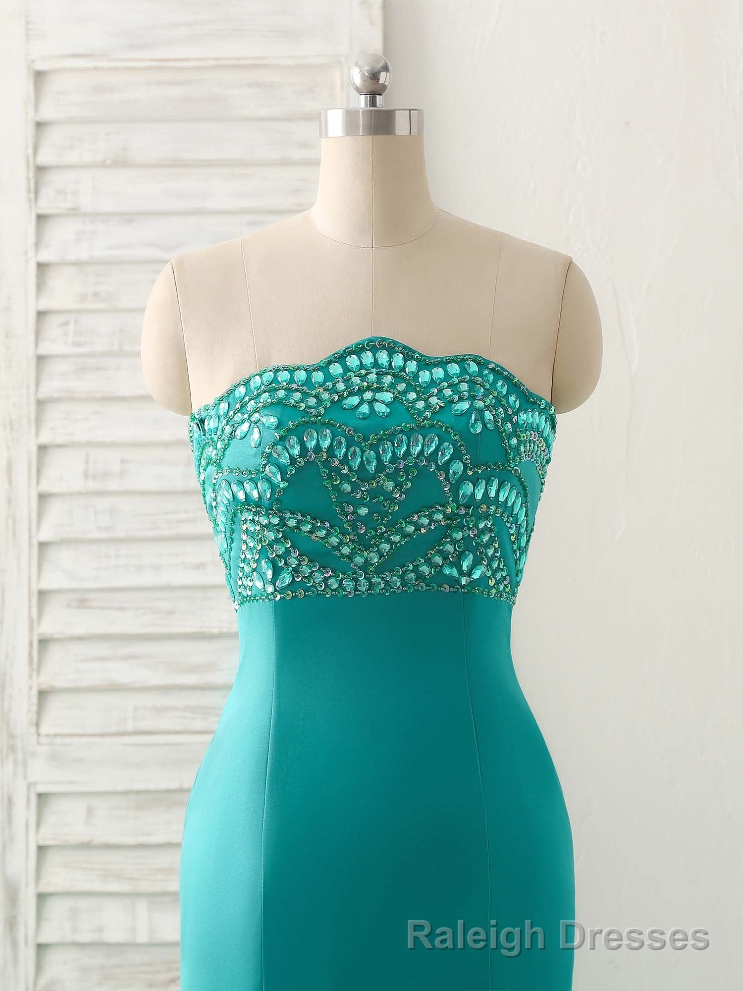 Green Tulle Mermaid Long Prom Dress Green Evening Dress