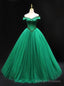 Green Tulle Off the Shoulder Beading Prom Dress